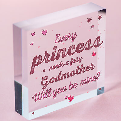 Will You Be My Godmother Fairy Wooden Heart Godparents Family Friendship Gifts