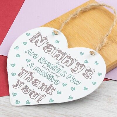 Thank You Gifts for Nanny Nan Granny Grandma Wood Heart Sign Birthday Christmas