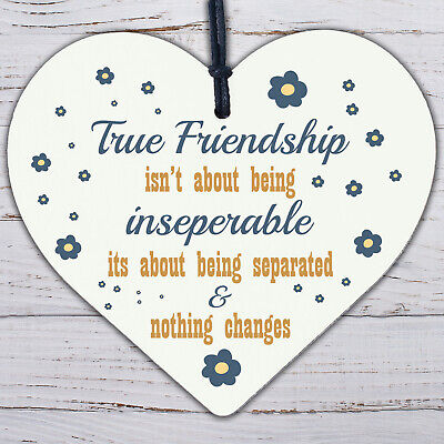 True Friendship Gift Best Friend Sign Handmade Wood Heart Chic Plaque Birthday