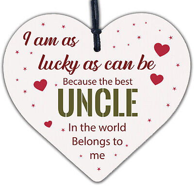 UNCLE BROTHER DAD Novelty Wooden Heart Plaque Birthday Christmas Gift For Uncle