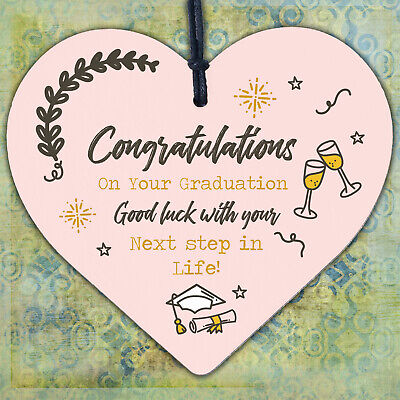 Congratulations On Your Graduation Wooden Heart Plaque Present Graduate Gifts