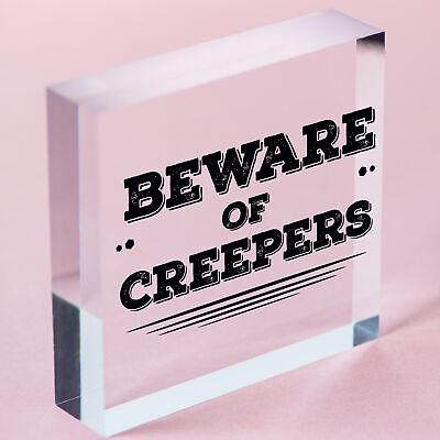 Beware Of The Creepers Wooden Hanging Shabby Chic Plaque Wall Pixel Sign Gift