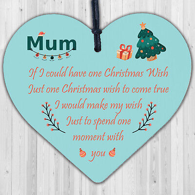 Mum Christmas Memorial Tree Decoration Hanging Wooden Bauble Gift For Mother