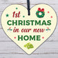 1st First Christmas In New Home Wood Heart Housewarming Christmas Bauble Gift