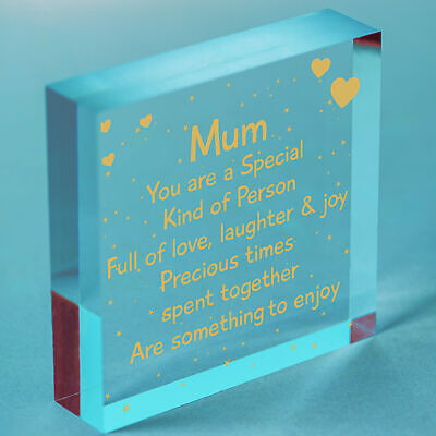 Special Mum Gifts From Son Daughter Birthday Christmas Wood Heart Mum Poem