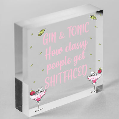 Funny Gin & Tonic Gift For Gin Lovers Hanging Alcohol Kitchen Bar Pub Plaque