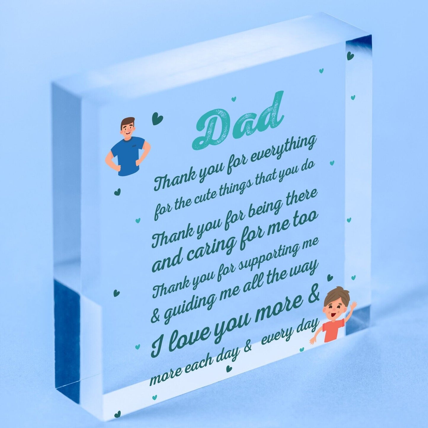 Cute Dad Gift Acrylic Block Birthday Gift For Dad Daughter Son Gifts Keepsakes