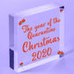 Quarantine 2020 Memory Christmas Tree Bauble Engraved Heart Xmas Decoration