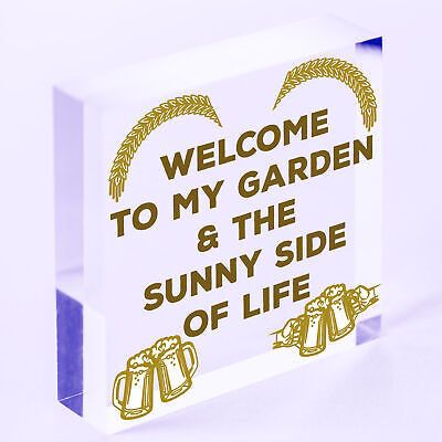 Welcome To My Garden Plaque Outdoor Shed Sign Novelty Chic Decor Friendship Gift