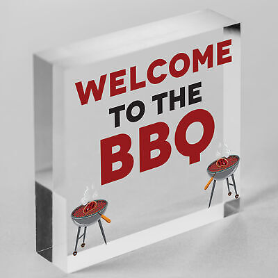 Welcome To The BBQ Sign Engraved Garden Signs And Plaques Man Cave Shed Sign