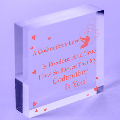 Blessed With Godmothers Love Wooden Hanging Heart Plaque Sign Mothers Day Gift