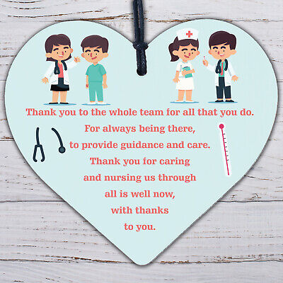 All Is Well Now Doctors & Nurses Thank You Wooden Heart Plaque Hospital Gift