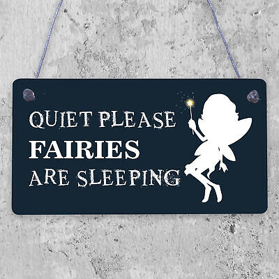 Quiet Please Novelty Hanging Plaque Fairy Sign Garden Shed Mum Decor Gift Plaque