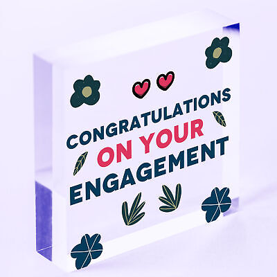 Congratulations On Your Engagement Wooden Hanging Heart Plaque Wedding Gift Sign