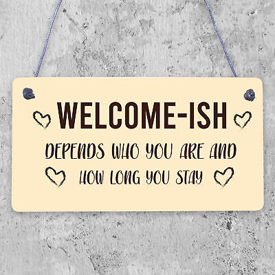 Welcome Sign WELCOME ISH Hanging Door Sign Funny Wall Decor Home Sign