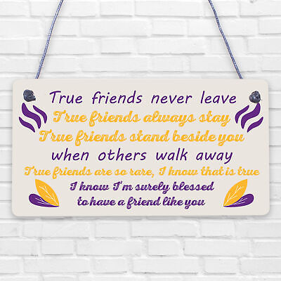 True Friend Friendship Quote Best Friend Hanging Plaque Birthday Keepsake Gift