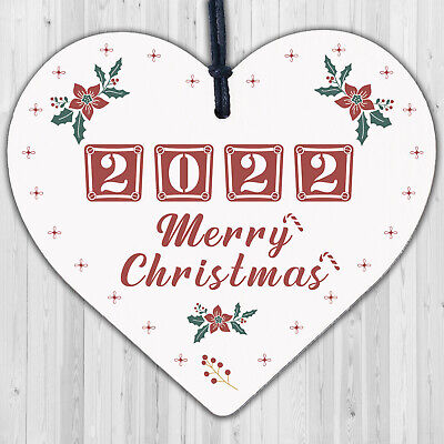 Christmas Bauble Family Xmas Tree Decoration Lockdown Year Wood Heart