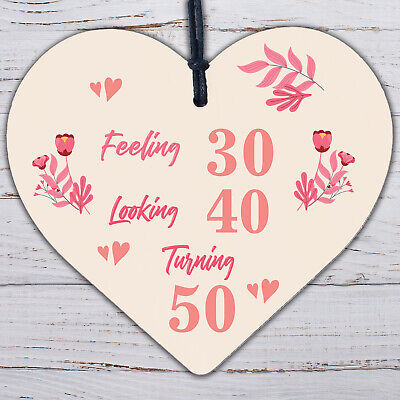 50th Birthday Decorations Accessories Funny Gifts For Friend Family Wooden Heart