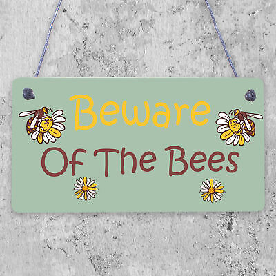 Beware Bees Apiarist Hive Business Garage Wooden Hanging Plaque Bee Sign Gift