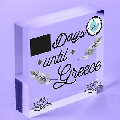 Chalkboard Holiday Countdown To GREECE Wall Sign Novelty Gift For Friend Family