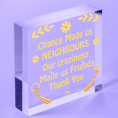 Chance Made Us Neighbours Friendship Gift Wooden Heart Plaque Thank You Friend