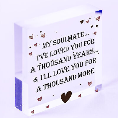 My Soulmate Loved You A Thousand Years Wooden Hanging Heart Valentines Day Gift