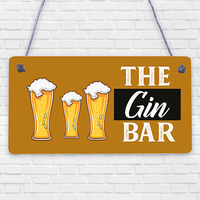 Drink Gin Bar Funny Alcohol Gift Man Cave Home Bar Hanging Plaque Pub Sign Gifts