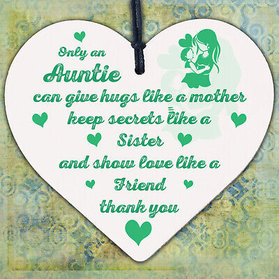 Special Auntie Sister Gift Handmade Wooden Heart Birthday Plaque Friendship Gift