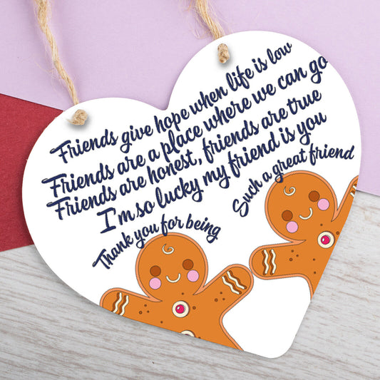 Best Friend Poem Heart Hanging Sign Christmas Decoration Friend Gifts BFF