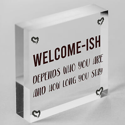 Welcome Sign WELCOME ISH Hanging Door Sign Funny Wall Decor Home Sign