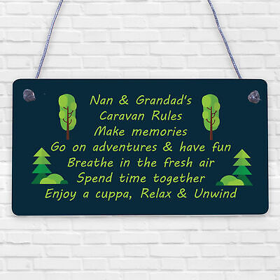 Caravan Plaque Novelty Chic Camping Holiday Sign Nan Grandad Gift Home Accessory