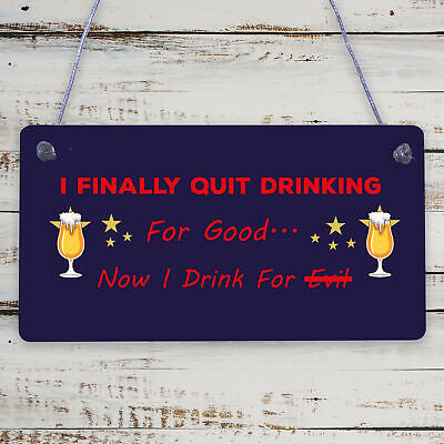 Drink For Evil Alcohol Beer Pub Man Cave Bar Hanging Plaque Friendship Gift Sign