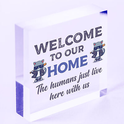 Cat Sign Welcome To Our Home Cat Lover Gift Door Sign Gift For Men Women