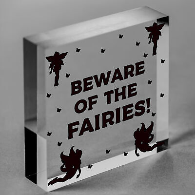 Beware Of The Fairies Funny Garden Sign House Door Wall Plaque Fairy Garden Gift