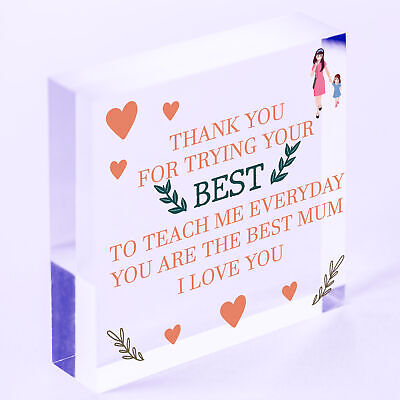 Thank You Gift For Mum Wood Heart Home School Teacher Gift From Daughter Son