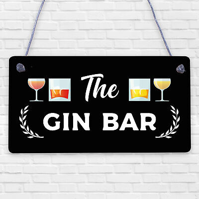 The Gin Bar Garden Party Alcohol Novelty Drinking Gift Pub Hanging Wall Plaque