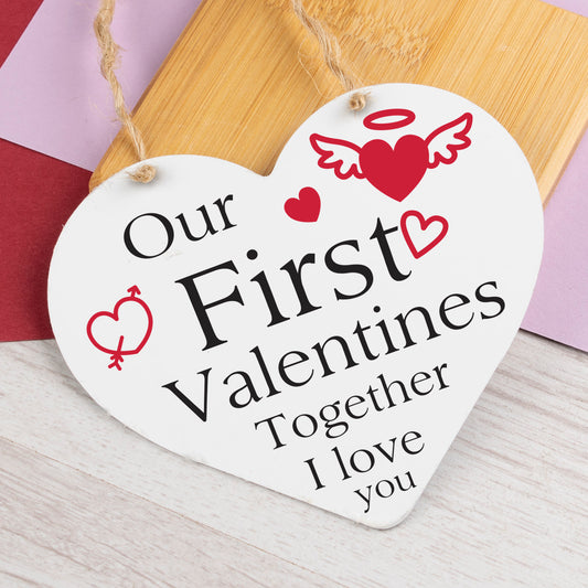 First Valentines Day Hanging Sign Anniversary Gift For Him Boyfriend Gifts