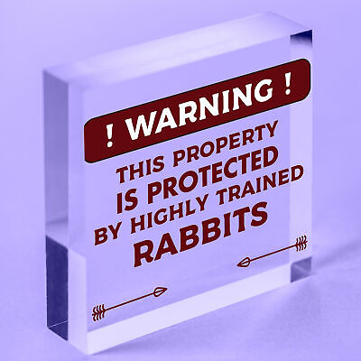 Beware Of The Rabbit Sign Bunny Rabbit Door Sign Hanging Plaques Funny Pet Gifts