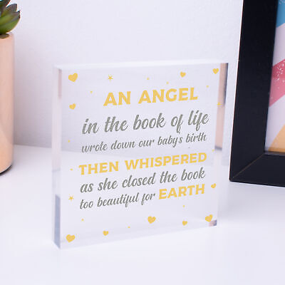 Angel Baby Memorial Gifts Wooden Heart Plaque Heaven Love Bereavement Sign