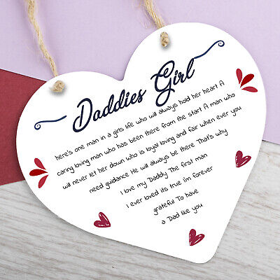 Daddies Girl Wooden Heart Fathers Day Gift For Daddy Dad Daughter Gift Thank You