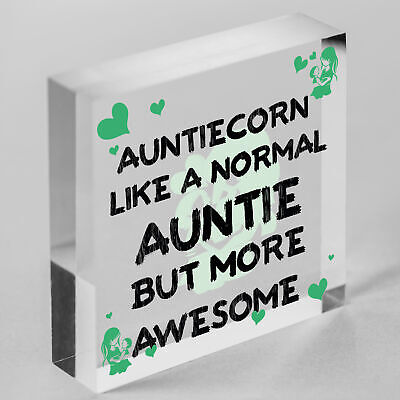 Auntiecorn Auntie Birthday Christmas Wood Heart Novelty Auntie Gift Unicorn Sign