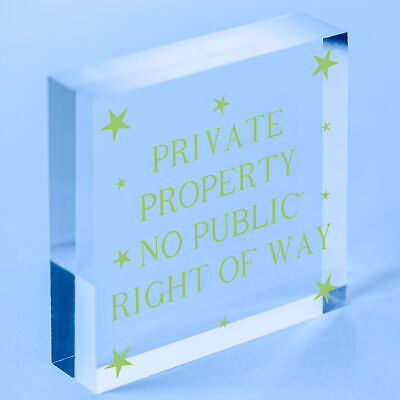 PRIVATE PROPERTY NO PUBLIC RIGHT OF WAY Outdoor Hanging Plaque NO PARKING Sign