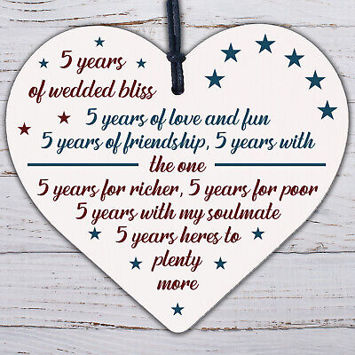 5th Wedding Anniversary 5 Year Wood Handmade Wooden Heart First Wedding Gifts