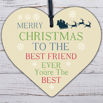 Christmas Gift For Best Friend Hanging Wood Heart Bauble Gift For Her Friendship