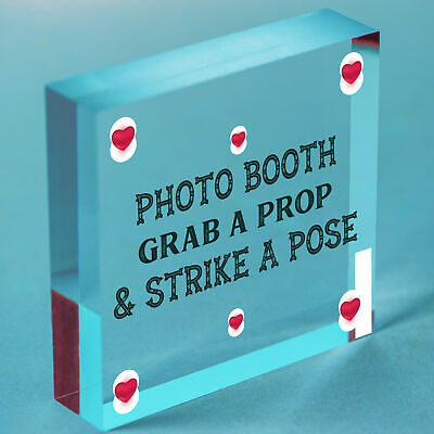 Photo Booth Grab A Prop & Pose Cute Hanging Wedding Day Sign Decoration Plaque