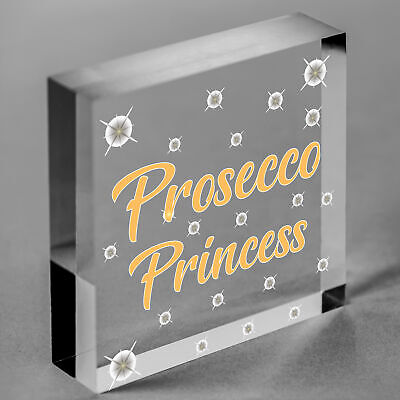 Prosecco Princess Wooden Hanging Heart Alcohol Joke Sign Bottle Topper Plaque