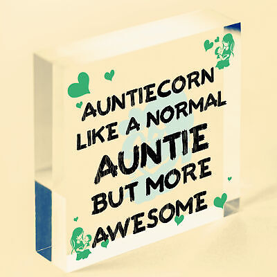 Auntiecorn Auntie Birthday Christmas Wood Heart Novelty Auntie Gift Unicorn Sign