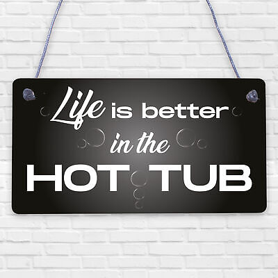 Novelty Hot Tub Sign Garden Decor Hanging Wall Shed Outdoor Plaque Pool Party