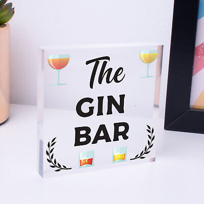 The Gin Bar Garden Party Alcohol Novelty Drinking Gift Pub Hanging Wall Plaque