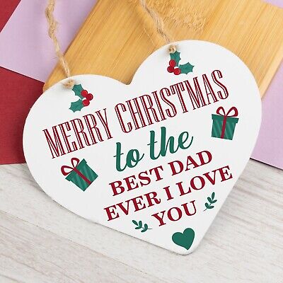 Christmas Gift For Dad Hanging Wood Heart Bauble Gift For Him From Daughter Son